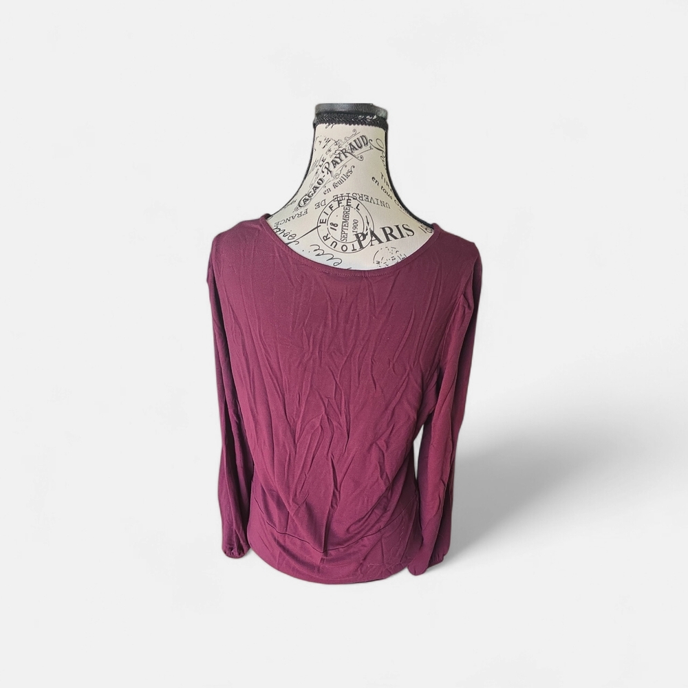 VENUS Deep Burgundy V-Neck‎ Blouse - Picture 2 of 5